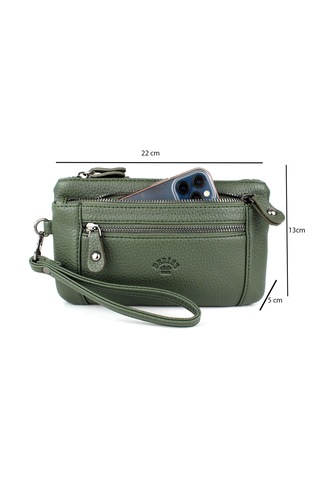 Erkek Haki Renk Çok Bölmeli Bileklik Kemerli El Bantlı Portföy Ça