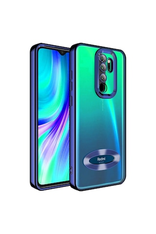 Xiaomi Redmi Note 8 Pro Kılıf Kamera Korumalı Logo Gösteren Zore Omega Kapak Lacivert
