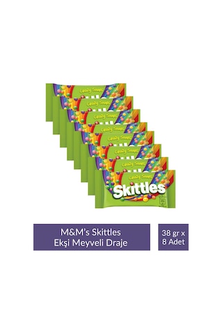 Skittles Ekşi Meyveli Draje 38 Gr X 8 Adet