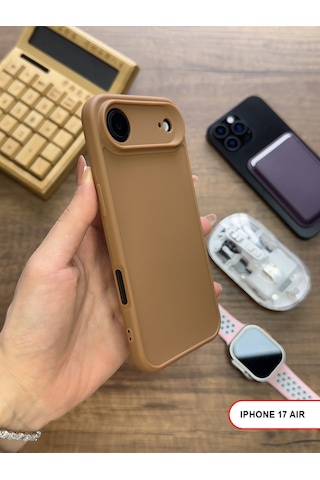 Apple iPhone 17 Air Uyumlu Kamera Korumalı Darbeye Dayanıklı Renk Atmayan Keep Silikon Kılıf Kahverengi