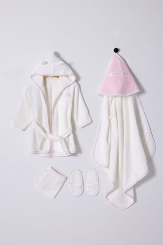 U.s. Polo Assn Kız Bebek Bornoz Set Ekru-2075 Standart