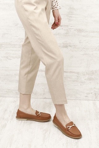Gönderi(R) Gönderi R Taba Antik Tokalı Rok Hakiki Deri Comfort Loafer Taba Antik