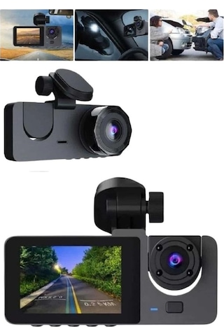 Araç İçi Dikiz Kamerası Sürüş Kaydedici 3 Lensli Dvr Kamera