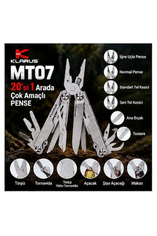 Klarus Mt07 Multitool 20 Fonksiyonlu Pense Gümüş