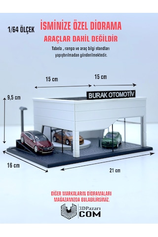 1/64 Ölçekli Beyaz Renkli Showroom Tasarımlı Diorama Araç Sergileme Garajı 3d Baskı