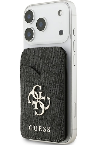 Guess Aynalı Magnetik Kartlık Metal Büyük 4g Logolu Ve Standlı Siyah