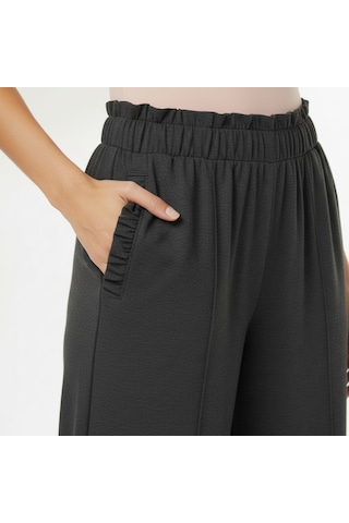 Vaura Cebi Detaylı Antrasit Wide Leg Pantolon