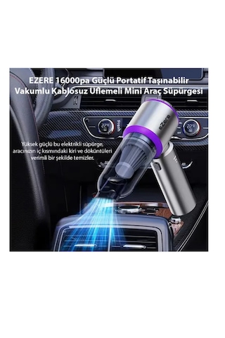 Ezere 16000PA Güçlü Portatif Taşınabilir Vakumlu Kablosuz Mini Araç Süpürgesi