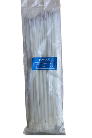 Tomax 4x250 Mm Plastik Kilitli Kelepçe 100 adet BEYAZ