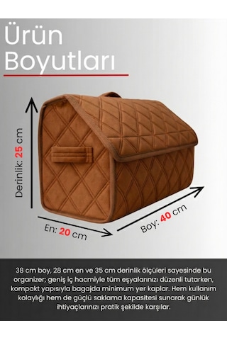 Araç Bagaj Düzenleyici Organizer Tay Tüyü Kaymaz Cırt Bantlı Geniş Hacimli Çanta A7
