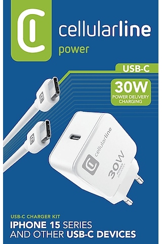 Cellularline 30w Adaptör + C2C Kablo Şarj Kiti