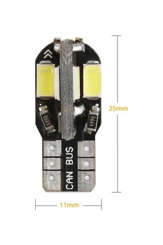 Sisa T10 Led Metal Ultra W5W 8 Ledli Park Tavan Plaka Ampülü 10 Adet Beyaz