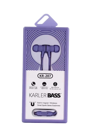 Ilkeshop Karler Bass Kr-207 Mıknatıslı Kablolu Kulaklık - Mor