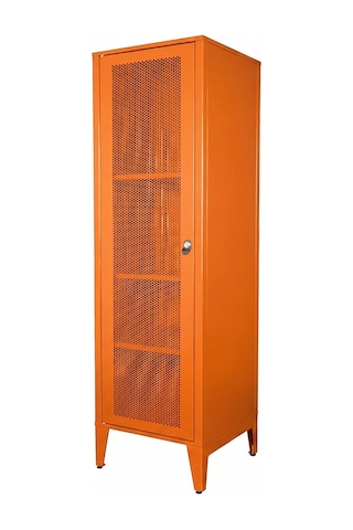 Alfafonet Ziglat Serisi Kilitli Metal Home Office Dolabı %70 Perfore Kapaklı Turuncu Ral 2004 450x1500x450 Mm