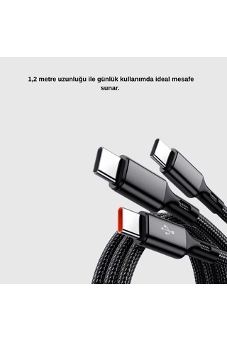 3 Ü 1 Arada Şarj Kablosu Type-c İos Android Uyumlu Hızlı Ve Güvenli Şarj 23296853