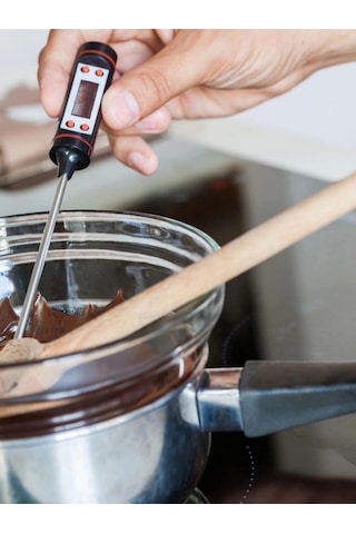 Dijital Lcd 2 Adet Siyah Renk Gıda Yemek Termometresi Yemek Isı Ölçer Pil Hediyeli