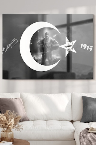 Seyit Onbaşı Atatürk Temalı Cam Tablo 50x70 Cm