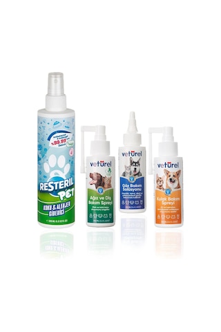 Kedi Kumu Koku Giderici Kedi Koku Giderici Köpek Çiş Spreyi Kedi Göz Damlası Ağız Kokusu Kulak Set