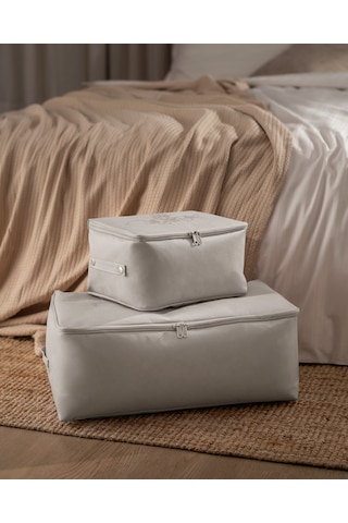 Madame Coco Çiçek Desen Baskılı 2'li Hurç - Gri 8684427147719 Gri