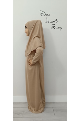 Kız Çocuk Tek Parça Namaz Elbisesi Vizon