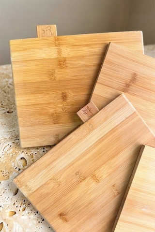 Atbyhome 4'lü Farklı Yemek Grupları İçin Bambu Kesme Tahtası Seti