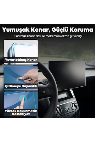 Tesla Model 3 / Model Y Araçlar İle Tam Uyumlu Kolay Kurulum Mat Ekran Koruyucu