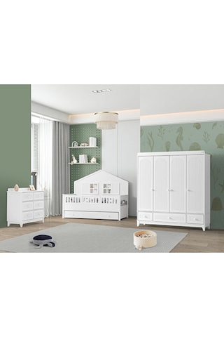 Aymini Efor 4 Kapılı Bebek Odası Takımı Beyaz