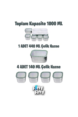Vagonlife Lunch Box 1000 Ml Sızdırmaz,karışmaz 5 Hazneli Yeni Nesil Sefer Tası -fflbox40097 Yeşil