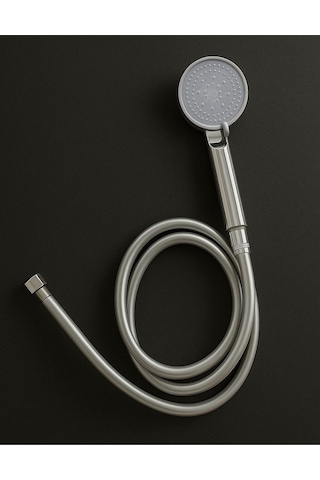 Rudi Armatür 150 Cm Pvc Hortumlu Mafsallı Beş Fonksiyonlu Duş Başlığı Seti Gri