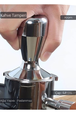 Tamper Krom Kaplama Kahve Tamperi 58 Mm Diğer