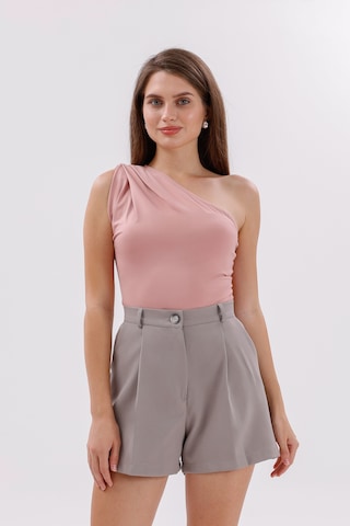 Genius Store Fundachoosesxgenius Kadın Pileli Şort İç Göstermez Lamineli Kadın Şort Pileli-şort Gri
