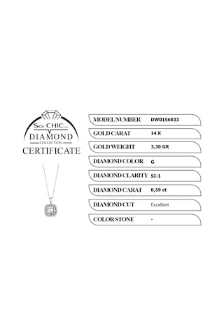 Diamond Collection 14 K Beyaz Altın 0.59 Karat Pırlanta Baget Kolye