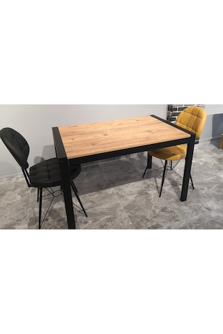 Onurdesign16 Star Modern Atlantik Çam Açılabilir Metal Kasa Ahşap Yemek Masası