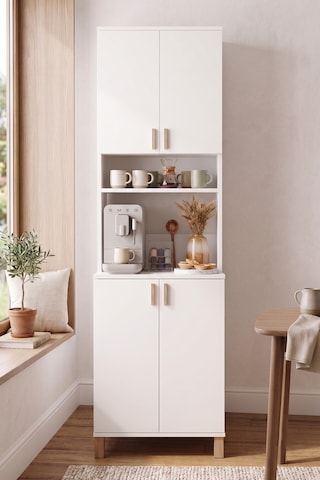 Robin Home Porto Derinlik Dar Alan Çok Amaçlı Mutfak Kiler Erzak Dolabı Kahve Köşesi Ahşap Ayaklı 45 Cm Beyaz