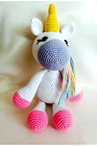 Amigurumi Oyuncak Gökkuşağı Unicorn Sağlıklı Oyuncak El Örgüsü