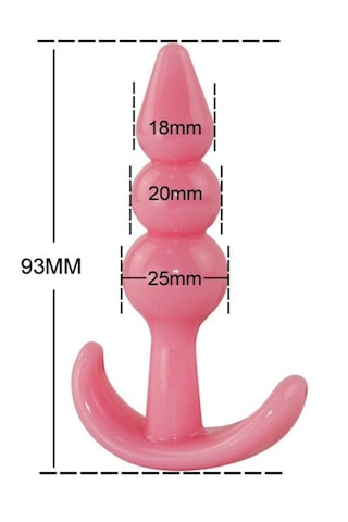 X-sense 3 Boğumlu Pembe Yumuşak Esnek Jel Malzeme Anal Plug