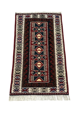 El Dokuma Sıfır Uşak Eşme Kilimi 73x120 Kök Boya %100 Yün Kilim
