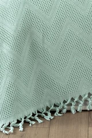 %100 Pamuk Çift Kişilik Bağlama Saçaklı Pike-220x240 Cm-mint Mınt Mint