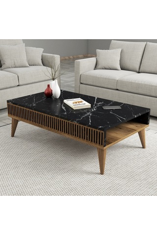 Variant Milan 3'Lü Salon Takımı - Ceviz - Siyah Mermer