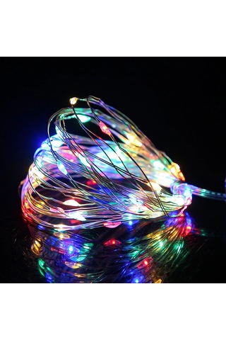 Yifomall Noel Dekorasyon Işık Zinciri 10m 100 Led Dört Renkli Sabit Aydınlatma Pil Kutulu Odalar İçin Çok Renkli
