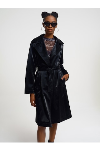 Regular Fit Kadın Trenchcoat Siyah