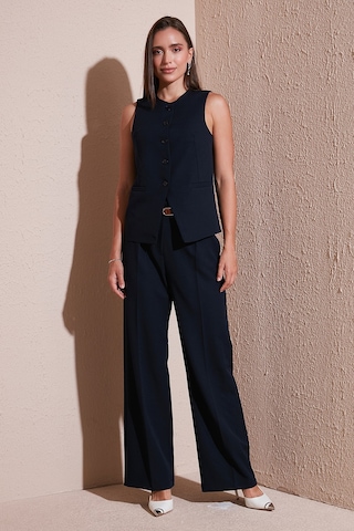 Lela Wide Leg Yüksek Bel Geniş Paça Palazzo Bayan Pantolon 65271262 Lacivert