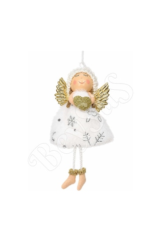 Yılbaşı Kar Meleği Gold Kalp Desenli 13 Cm