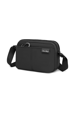 Smart Bags Siyah Hafif Kumaş Çok Cepli Küçük Boy Günlük Kadın Çapraz Çanta