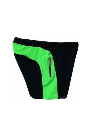 Erkek Siyah Neon Oranj Parçalı Baskılı Astarsız Cepli Spor Koşu Y
