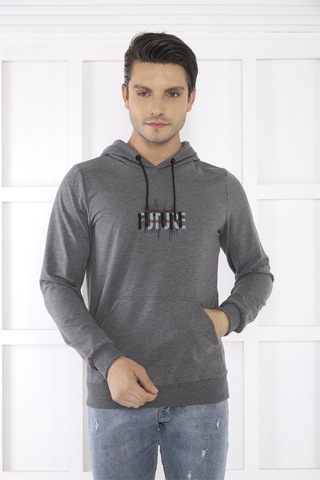 Escetic Spor Erkek G3 Melanj Cepli, Kapüşonlu Sweatshirt-4168