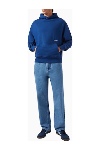 About Blank Box Hoodie In Cotton Premium Loopback Erkek Kapüşonlu Sweatshirt Mavi