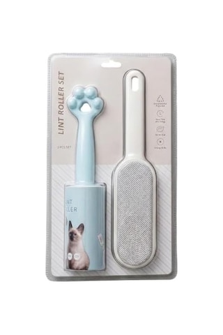 Tüy Toplama Seti 2 Li 60 Yaprak Yapışkanlı Rulo + Kumaş Tüy Temizleme Fırçası Kedi Köpek Tüy Toplayıcı