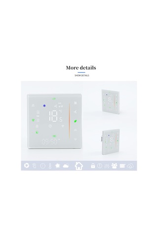 Padalink Bac-006-ew Dört Borulu Klima Termostati, Beyaz Dokunmatik Ekran, Üç Hızlı Fan Ve İki Tel Elektrikli Valf Kontrolü
