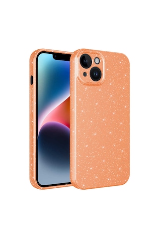Apple Uyumlu iPhone 14 Kılıf Kamera Korumalı Simli Silikon Üstün Koruma Nourthkingdom Siyah